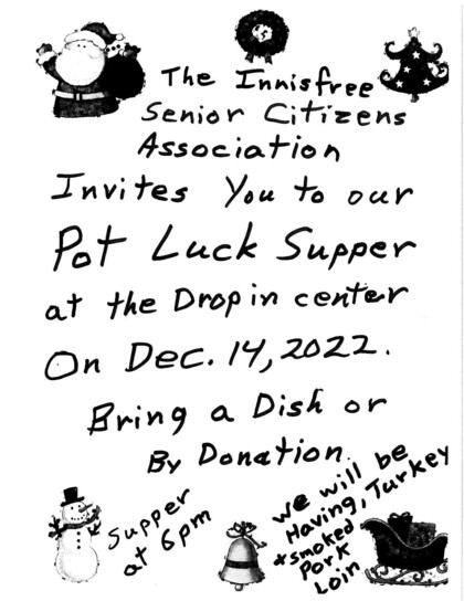 Innisfree Senior Citizens Association - Pot Luck Supper!